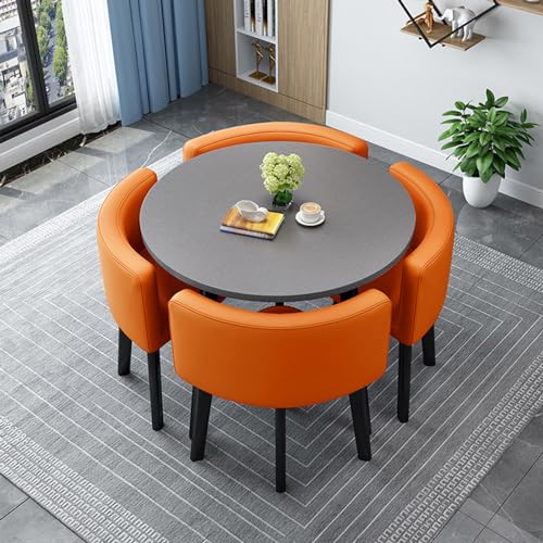 Round/Square Dining table Set with Chairs, Modern Conference Table and 4 Chairs Set, Reception Table and Chair Combination,Wooden Kitchen Table Set for 4 for Living Room Dining Room(80cm(31.5in), 9) von KLYDBMYT
