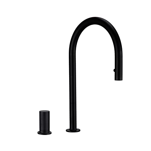 Wasserhahn, schwenkbar, Küchenarmatur, Messing, mattschwarz, ausziehbarer Spültischarmatur, herausziehbarer schwarzer Sprühkopf, Küchenspüle, intelligenter Wasserhahn (mattschwarz) von KLYDBMYT