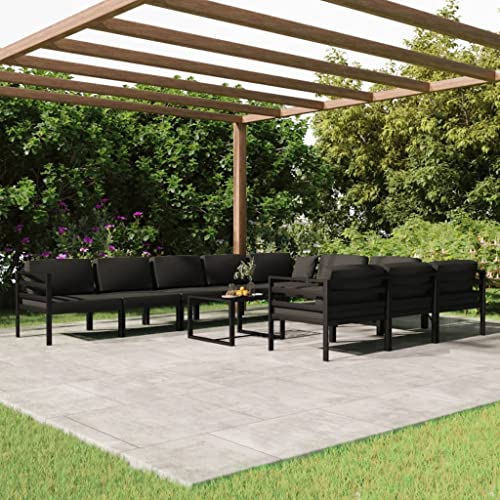 11-TLG. Garten-Lounge-Set mit Kissen Aluminium Anthrazit Gartenmöbel, Gartenmöbel-Sets von KLYEON