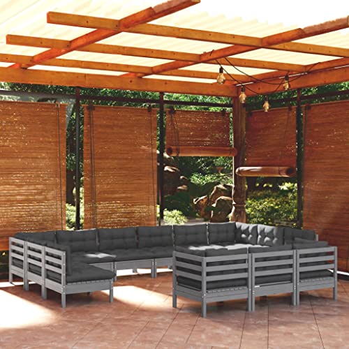 13-TLG. Garten-Lounge-Set mit Kissen Grau Kiefernholz Gartenmöbel, Gartenmöbel-Sets 13-TLG. Garten-Lounge-Set mit Kissen Grau Kiefernholz Gartenmöbel, Gartenmöbel-Sets von KLYEON