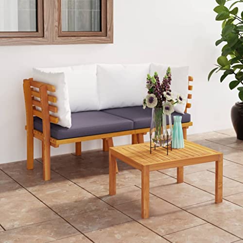 2-Sitzer-Gartensofa mit Kissen Massivholz Akazie Garten Sofa von KLYEON