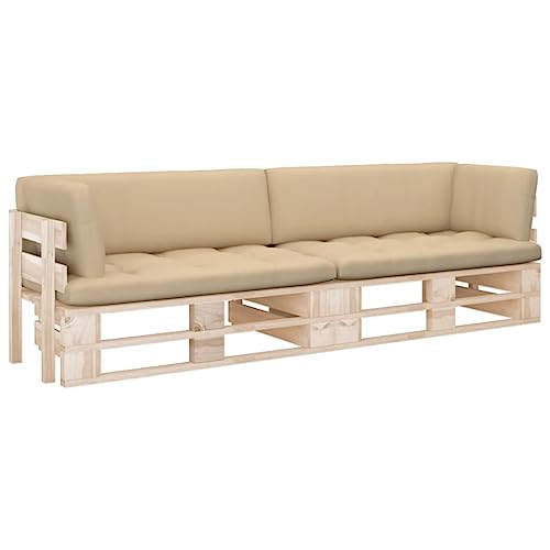 2-Sitzer-Palettensofa mit Kissen Imprägniertes Kiefernholz Gartenmöbel, Gartenmöbel-Sets von KLYEON