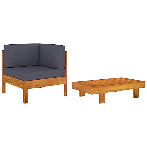 2-TLG. Garten-Lounge-Set mit Dunkelgrauen Kissen Akazienholz Garten Sofa 2-TLG. Garten-Lounge-Set mit Dunkelgrauen Kissen Akazienholz Garten Sofa von KLYEON