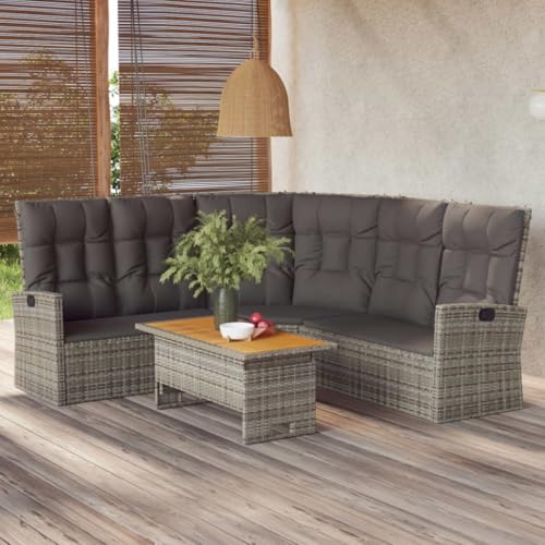 2-TLG. Garten-Lounge-Set mit Kissen Grau Poly Rattan Gartenmöbel, Gartenmöbel-Sets 2-TLG. Garten-Lounge-Set mit Kissen Grau Poly Rattan Gartenmöbel, Gartenmöbel-Sets von KLYEON