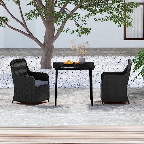 3-TLG. Garten-Essgruppe mit Kissen Schwarz Gartenmöbel, Gartenmöbel-Sets 3-TLG. Garten-Essgruppe mit Kissen Schwarz Gartenmöbel, Gartenmöbel-Sets von KLYEON