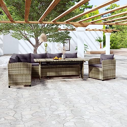 3-TLG. Garten-Lounge-Set mit Kissen Poly Rattan Grau Gartenmöbel, Gartenmöbel-Sets 3-TLG. Garten-Lounge-Set mit Kissen Poly Rattan Grau Gartenmöbel, Gartenmöbel-Sets von KLYEON
