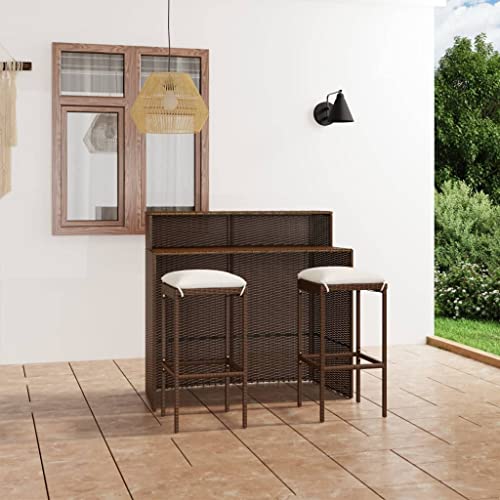 3-TLG. Gartenbar-Set mit Kissen Braun Gartenmöbel, Gartenmöbel-Sets von KLYEON