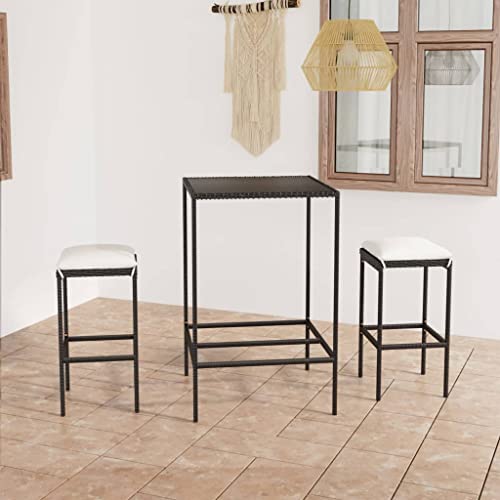 3-TLG. Gartenbar-Set mit Kissen Poly Rattan Schwarz,Stylisches GartenbarSet mit Stehtisch und Hockern für gemütliche Stunden im Freien Gartenmöbel 3-TLG. Gartenbar-Set mit Kissen Poly Rattan Schwarz,Stylisches GartenbarSet mit Stehtisch und Hockern für gemütliche Stunden im Freien Gartenmöbel von KLYEON