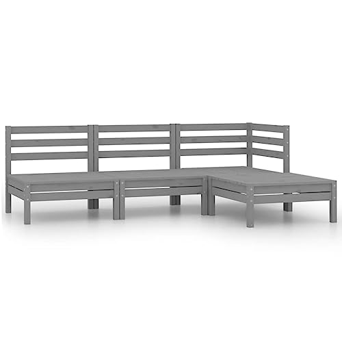 4-TLG. Garten-Lounge-Set Massivholz Kiefer Grau Gartenmöbel, Gartenmöbel-Sets 4-TLG. Garten-Lounge-Set Massivholz Kiefer Grau Gartenmöbel, Gartenmöbel-Sets von KLYEON