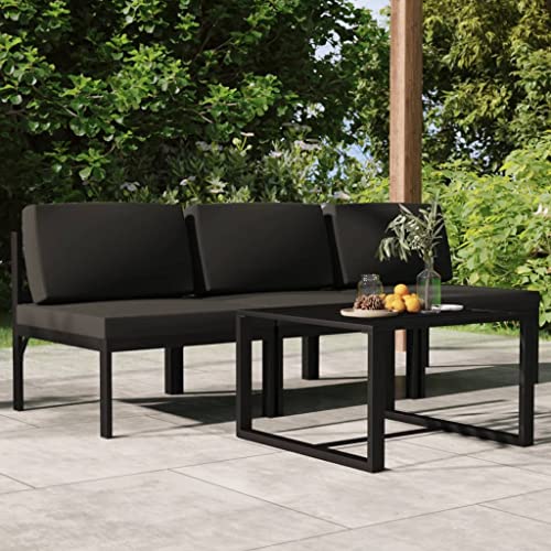 4-TLG. Garten-Lounge-Set mit Kissen Aluminium Anthrazit Gartenmöbel, Gartenmöbel-Sets von KLYEON