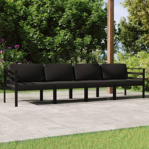 4-TLG. Garten-Lounge-Set mit Kissen Aluminium Anthrazit Gartenmöbel, Gartenmöbel-Sets 4-TLG. Garten-Lounge-Set mit Kissen Aluminium Anthrazit Gartenmöbel, Gartenmöbel-Sets von KLYEON
