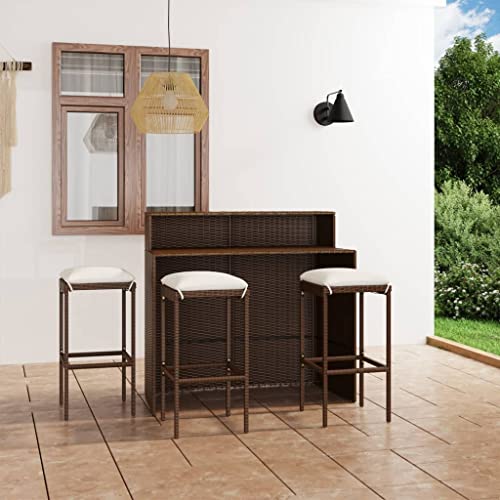 4-TLG. Gartenbar-Set mit Kissen Braun Gartenmöbel, Gartenmöbel-Sets von KLYEON