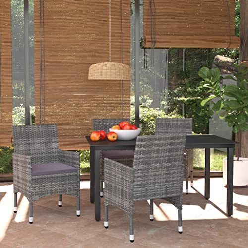 5-TLG. Garten-Essgruppe mit Kissen Poly Rattan Grau Gartenmöbel, Gartenmöbel-Sets 5-TLG. Garten-Essgruppe mit Kissen Poly Rattan Grau Gartenmöbel, Gartenmöbel-Sets von KLYEON