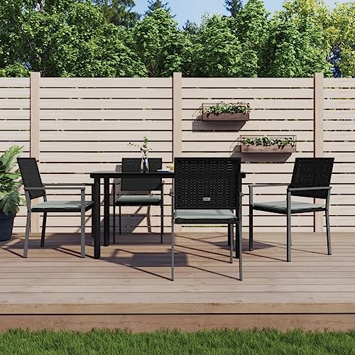 5-TLG. Garten-Essgruppe mit Kissen Poly Rattan und Stahl Gartenmöbel, Gartenmöbel-Sets von KLYEON