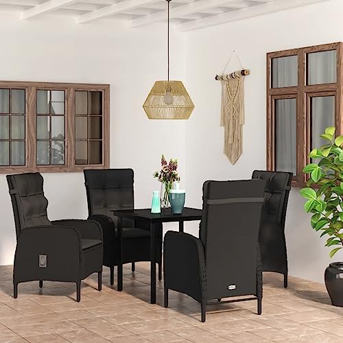 5-TLG. Garten-Essgruppe mit Kissen Schwarz Gartenmöbel, Gartenmöbel-Sets 5-TLG. Garten-Essgruppe mit Kissen Schwarz Gartenmöbel, Gartenmöbel-Sets von KLYEON