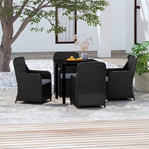 5-TLG. Garten-Essgruppe mit Kissen Schwarz Gartenmöbel, Gartenmöbel-Sets 5-TLG. Garten-Essgruppe mit Kissen Schwarz Gartenmöbel, Gartenmöbel-Sets von KLYEON