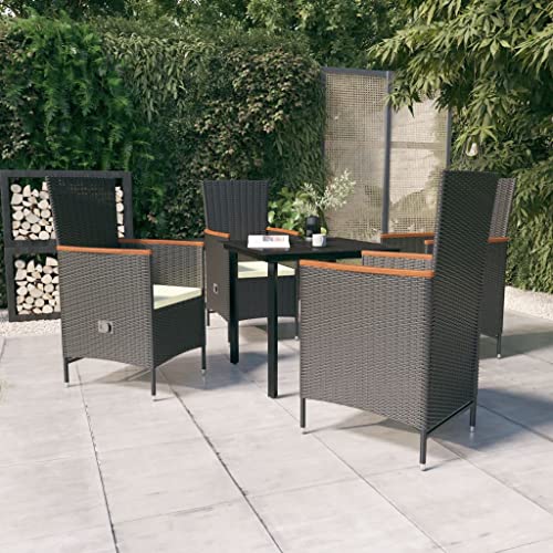 5-TLG. Garten-Essgruppe mit Kissen Schwarz Gartenmöbel, Gartenmöbel-Sets von KLYEON