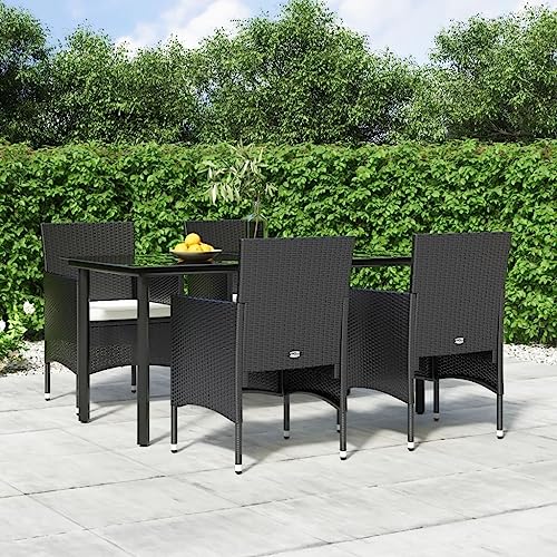 5-TLG. Garten-Essgruppe mit Kissen Schwarz Gartenmöbel, Gartenmöbel-Sets von KLYEON