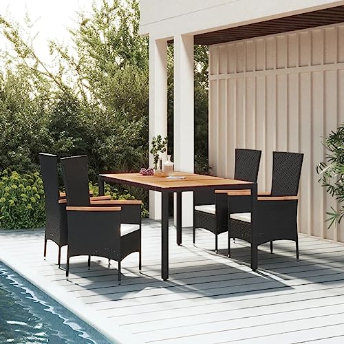 5-TLG. Garten-Essgruppe mit Kissen Schwarz Poly Rattan Gartenmöbel, Gartenmöbel-Sets 5-TLG. Garten-Essgruppe mit Kissen Schwarz Poly Rattan Gartenmöbel, Gartenmöbel-Sets von KLYEON