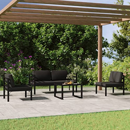 5-TLG. Garten-Lounge-Set mit Kissen Aluminium Anthrazit Gartenmöbel, Gartenmöbel-Sets 5-TLG. Garten-Lounge-Set mit Kissen Aluminium Anthrazit Gartenmöbel, Gartenmöbel-Sets von KLYEON