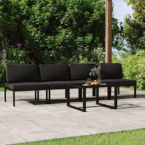 5-TLG. Garten-Lounge-Set mit Kissen Aluminium Anthrazit Gartenmöbel, Gartenmöbel-Sets 5-TLG. Garten-Lounge-Set mit Kissen Aluminium Anthrazit Gartenmöbel, Gartenmöbel-Sets von KLYEON