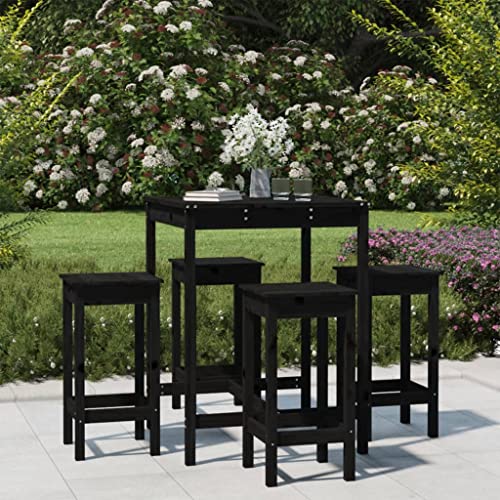 5-TLG. Gartenbar-Set Schwarz Massivholz Kiefer Gartenmöbel, Gartenmöbel-Sets 5-TLG. Gartenbar-Set Schwarz Massivholz Kiefer Gartenmöbel, Gartenmöbel-Sets von KLYEON