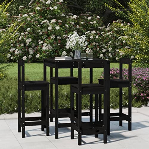 5-TLG. Gartenbar-Set Schwarz Massivholz Kiefer Gartenmöbel, Gartenmöbel-Sets 5-TLG. Gartenbar-Set Schwarz Massivholz Kiefer Gartenmöbel, Gartenmöbel-Sets von KLYEON