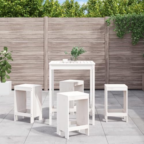 5-TLG. Gartenbar-Set Weiß Massivholz Kiefer Gartenmöbel, Gartenmöbel-Sets 5-TLG. Gartenbar-Set Weiß Massivholz Kiefer Gartenmöbel, Gartenmöbel-Sets von KLYEON