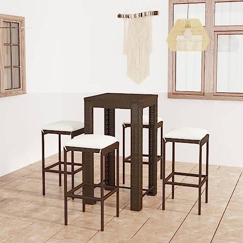 5-TLG. Gartenbar-Set mit Kissen Poly Rattan Braun,Premium GartenbarSet mit Bartisch und Barhockern aus hochwertigem PERattan für entspannte Stunden im Freien Gartenmöbel 5-TLG. Gartenbar-Set mit Kissen Poly Rattan Braun,Premium GartenbarSet mit Bartisch und Barhockern aus hochwertigem PERattan für entspannte Stunden im Freien Gartenmöbel von KLYEON