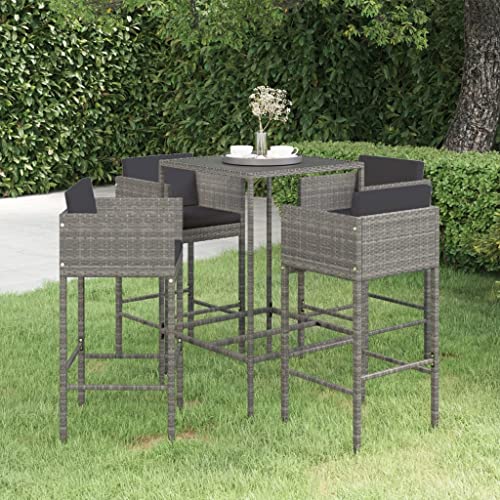 5-TLG. Gartenbar-Set mit Kissen Poly Rattan Grau,Exklusive Gartengarnitur aus PERattan Inkl. Bartisch & Barhockern Gartenmöbel 5-TLG. Gartenbar-Set mit Kissen Poly Rattan Grau,Exklusive Gartengarnitur aus PERattan Inkl. Bartisch & Barhockern Gartenmöbel von KLYEON