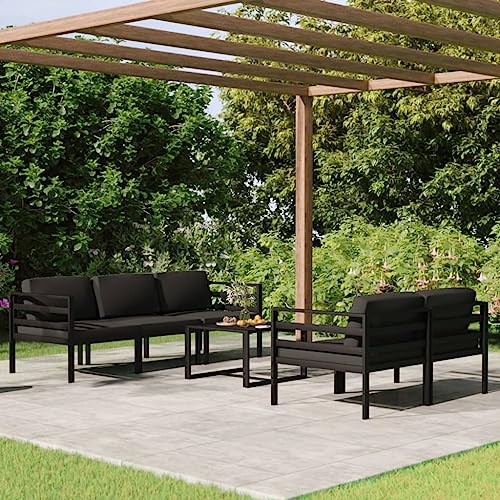 6-TLG. Garten-Lounge-Set mit Kissen Aluminium Anthrazit Gartenmöbel, Gartenmöbel-Sets 6-TLG. Garten-Lounge-Set mit Kissen Aluminium Anthrazit Gartenmöbel, Gartenmöbel-Sets von KLYEON
