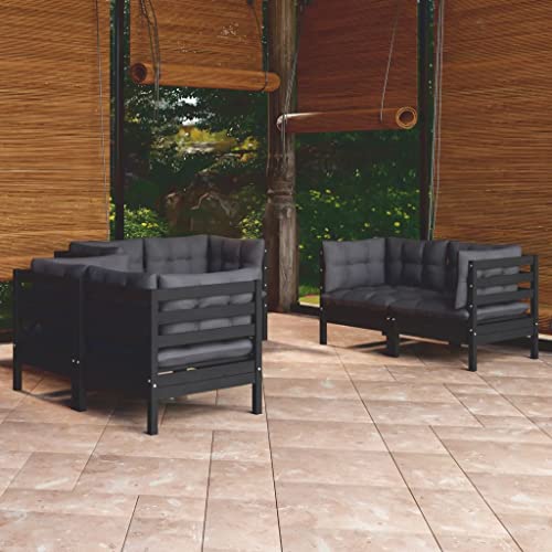 6-TLG. Garten-Lounge-Set mit Kissen Massivholz Kiefer Gartenmöbel, Gartenmöbel-Sets von KLYEON