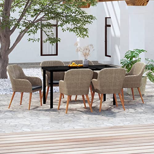 7-TLG. Garten-Essgruppe mit Kissen Braun Gartenmöbel, Gartenmöbel-Sets 7-TLG. Garten-Essgruppe mit Kissen Braun Gartenmöbel, Gartenmöbel-Sets von KLYEON