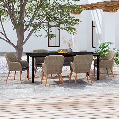 7-TLG. Garten-Essgruppe mit Kissen Braun Gartenmöbel, Gartenmöbel-Sets 7-TLG. Garten-Essgruppe mit Kissen Braun Gartenmöbel, Gartenmöbel-Sets von KLYEON