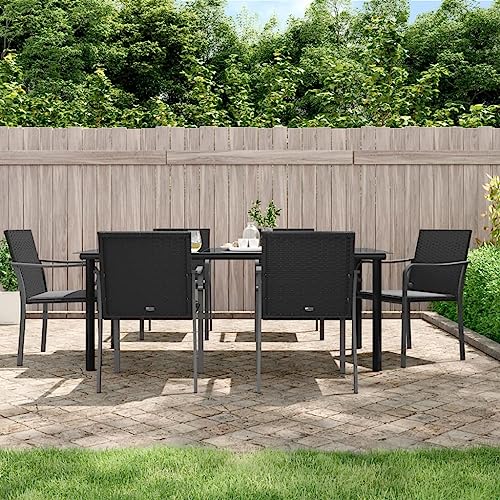 7-TLG. Garten-Essgruppe mit Kissen Poly Rattan und Stahl Gartenmöbel, Gartenmöbel-Sets 7-TLG. Garten-Essgruppe mit Kissen Poly Rattan und Stahl Gartenmöbel, Gartenmöbel-Sets von KLYEON