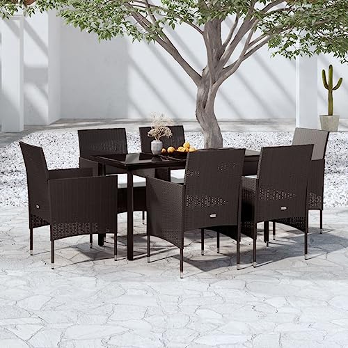 7-TLG. Garten-Essgruppe mit Kissen Schwarz Gartenmöbel, Gartenmöbel-Sets 7-TLG. Garten-Essgruppe mit Kissen Schwarz Gartenmöbel, Gartenmöbel-Sets von KLYEON