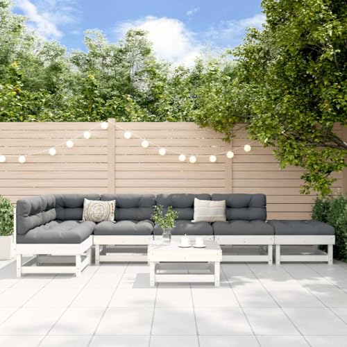 7-TLG. Garten-Lounge-Set Weiß Massivholz Kiefer Gartenmöbel, Gartenmöbel-Sets 7-TLG. Garten-Lounge-Set Weiß Massivholz Kiefer Gartenmöbel, Gartenmöbel-Sets von KLYEON