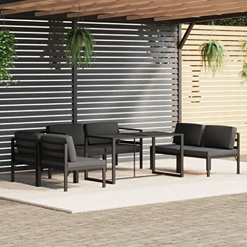 7-TLG. Garten-Lounge-Set mit Kissen Aluminium Anthrazit Gartenmöbel, Gartenmöbel-Sets von KLYEON