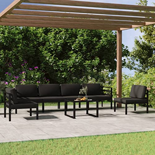 7-TLG. Garten-Lounge-Set mit Kissen Aluminium Anthrazit Gartenmöbel, Gartenmöbel-Sets von KLYEON