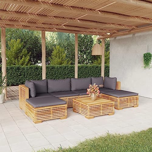7-TLG. Garten-Lounge-Set mit Kissen Massivholz Teak Gartenmöbel, Gartenmöbel-Sets von KLYEON