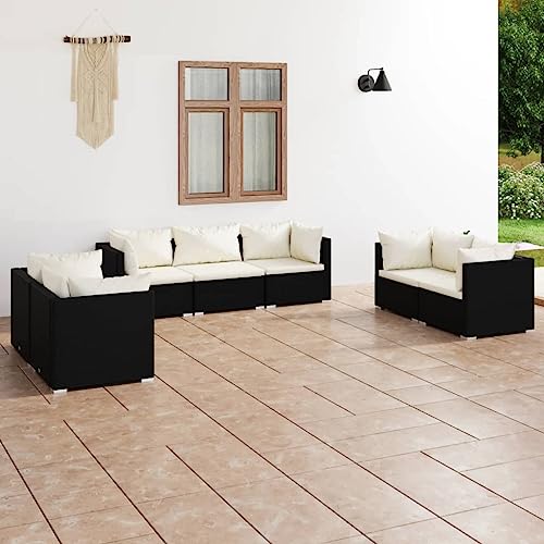 7-TLG. Garten-Lounge-Set mit Kissen Poly Rattan Schwarz Gartenmöbel, Gartenmöbel-Sets 7-TLG. Garten-Lounge-Set mit Kissen Poly Rattan Schwarz Gartenmöbel, Gartenmöbel-Sets von KLYEON