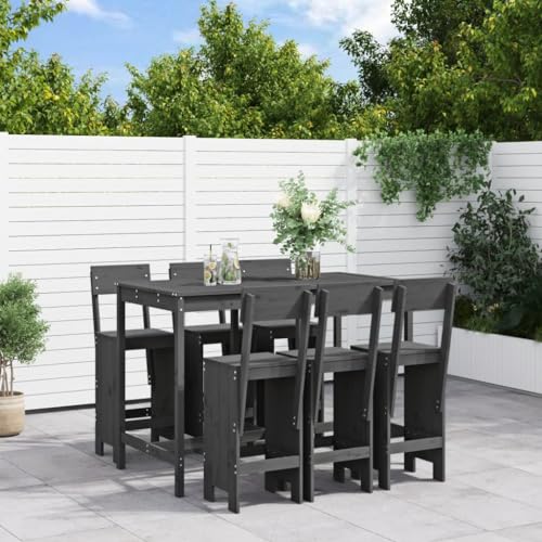 7-TLG. Gartenbar-Set Grau Massivholz Kiefer Gartenmöbel, Gartenmöbel-Sets 7-TLG. Gartenbar-Set Grau Massivholz Kiefer Gartenmöbel, Gartenmöbel-Sets von KLYEON