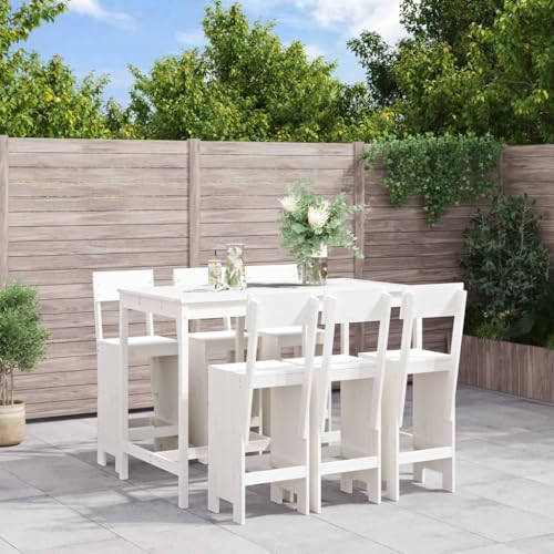 7-TLG. Gartenbar-Set Weiß Massivholz Kiefer Gartenmöbel, Gartenmöbel-Sets 7-TLG. Gartenbar-Set Weiß Massivholz Kiefer Gartenmöbel, Gartenmöbel-Sets von KLYEON