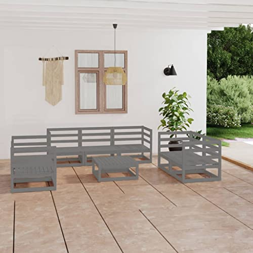8-TLG. Garten-Lounge-Set Grau Massivholz Kiefer Gartenmöbel, Gartenmöbel-Sets 8-TLG. Garten-Lounge-Set Grau Massivholz Kiefer Gartenmöbel, Gartenmöbel-Sets von KLYEON