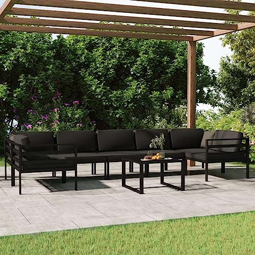 8-TLG. Garten-Lounge-Set mit Kissen Aluminium Anthrazit Gartenmöbel, Gartenmöbel-Sets von KLYEON
