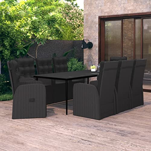 9-TLG. Garten-Essgruppe mit Kissen Schwarz Gartenmöbel, Gartenmöbel-Sets von KLYEON