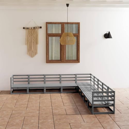 9-TLG. Garten-Lounge-Set Grau Kiefer Massivholz Gartenmöbel, Gartenmöbel-Sets 9-TLG. Garten-Lounge-Set Grau Kiefer Massivholz Gartenmöbel, Gartenmöbel-Sets von KLYEON