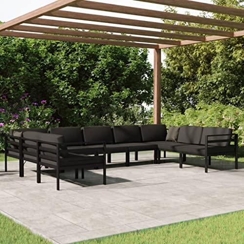 9-TLG. Garten-Lounge-Set mit Kissen Aluminium Anthrazit Gartenmöbel, Gartenmöbel-Sets von KLYEON