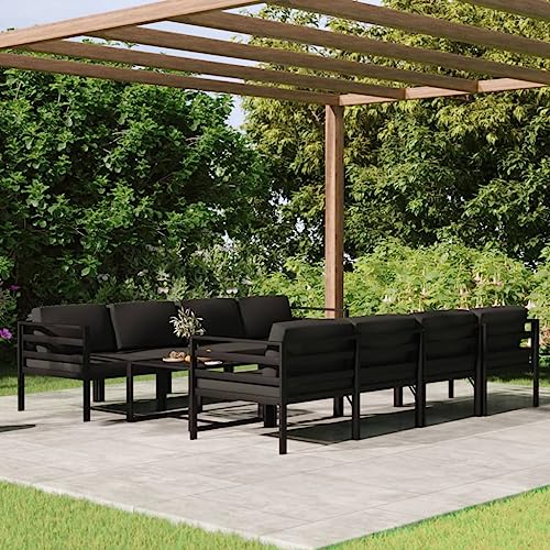 9-TLG. Garten-Lounge-Set mit Kissen Aluminium Anthrazit Gartenmöbel, Gartenmöbel-Sets von KLYEON