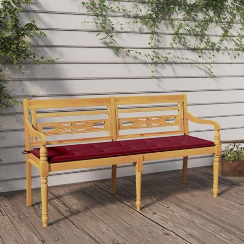 Batavia-Bank mit Weinrotem Kissen 150 cm Massivholz Teak Gartenmöbel Batavia-Bank mit Weinrotem Kissen 150 cm Massivholz Teak Gartenmöbel von KLYEON